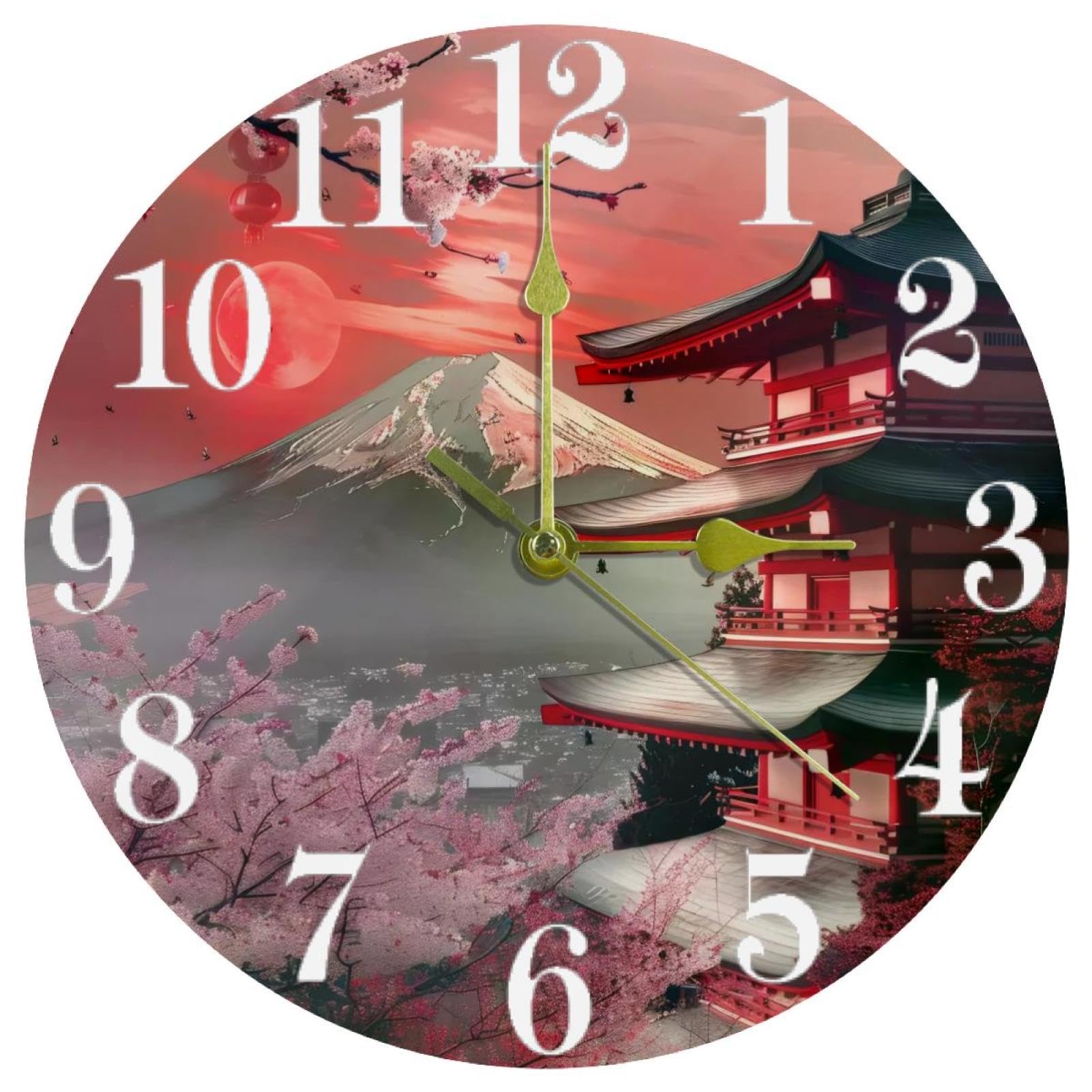Horloge murale à quartz fonctionne à piles mouvement silencieux sans tic-tac temple Fuji