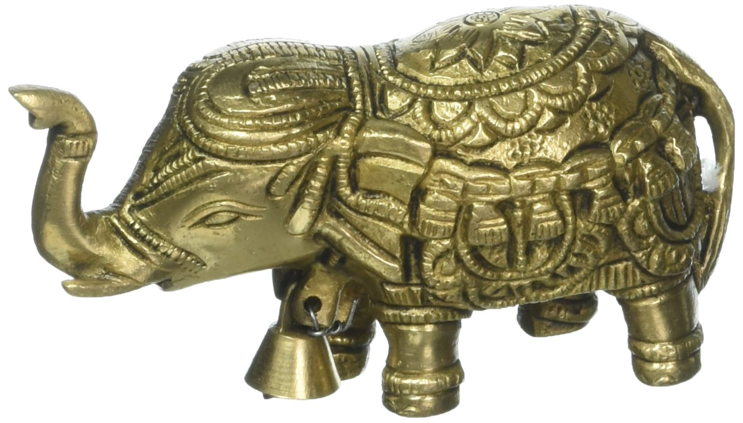SouvNear4.2" Trunk-Up Baby Elephant Figurines/Statue - Decorative Elephant Brass Sculpture - Home/Office Decor 2.20 inch Height x 4.20 inch Length x 1.50 inch Width Golden