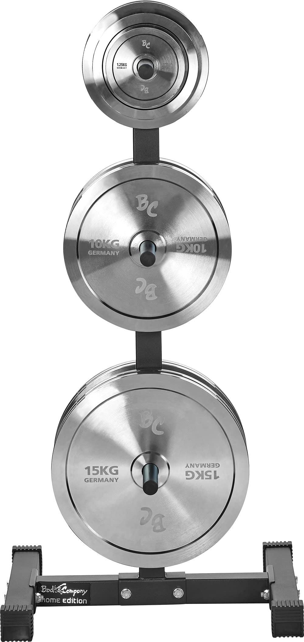 Bad Company Hantelscheiben-Ständer/Ablage mit 6 Scheibenaufnahmen und optional zwei Hantelstangen-Aufnahmen für 30/31 mm Gewichtsscheiben in verschiedenen Farben I Max. Tragkraft 200 kg I BCA-98