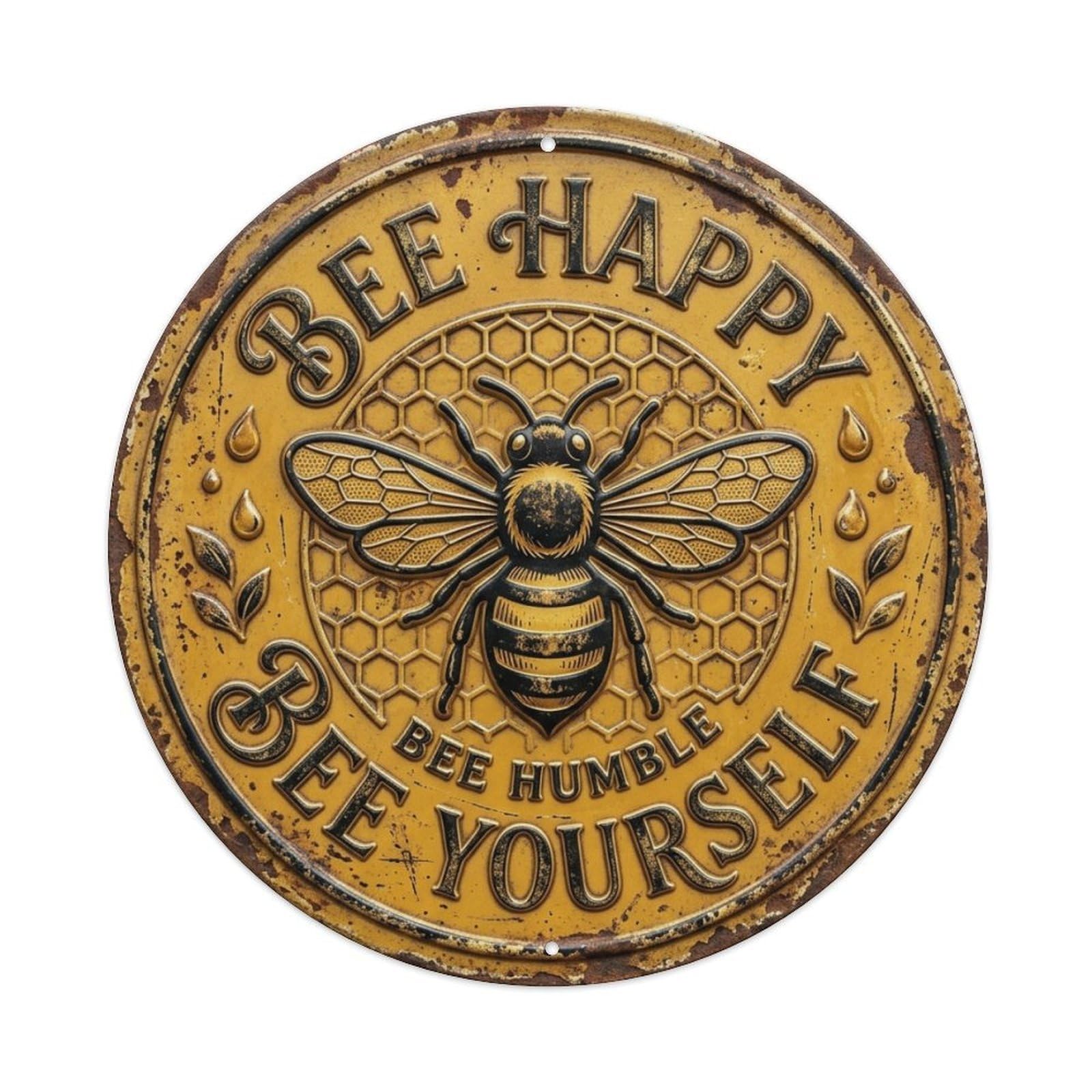 Busy Bee Honey Kitchen Vintage Metal Tin Sign Plaque Wall Decor for Cafe, Club Bar, Office, Garden Metal Poster 8x8Inch