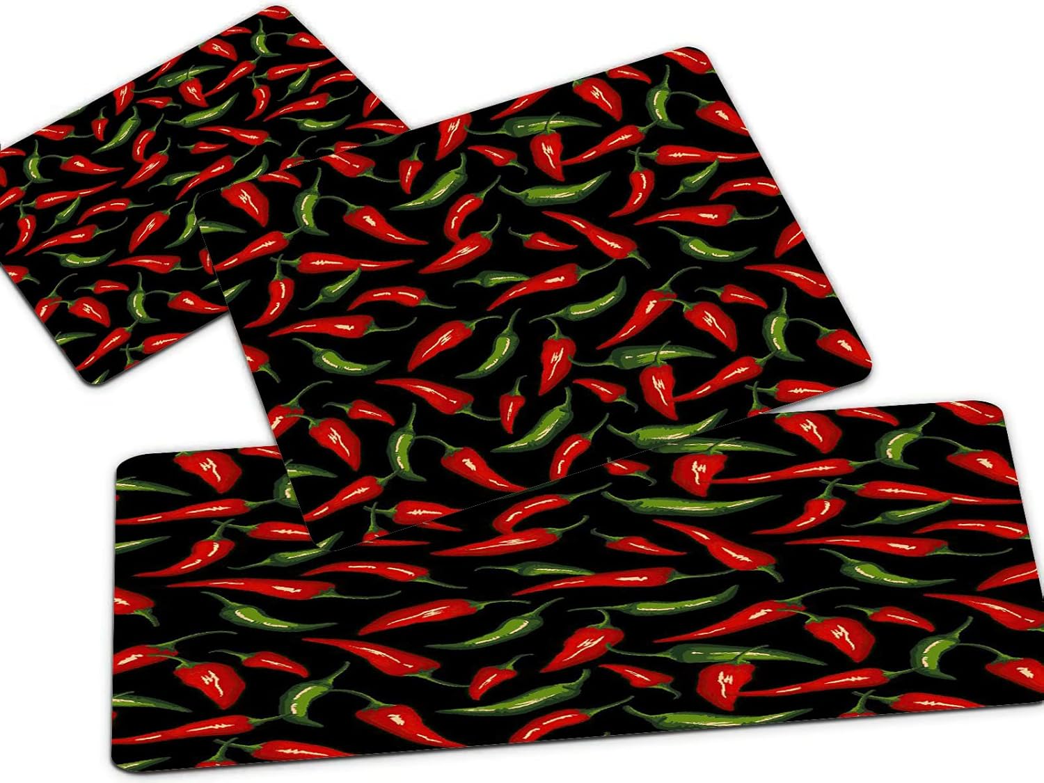 ADONINELP Kitchen Mat and Rugs Set of 3 Chili Peppers Floor
