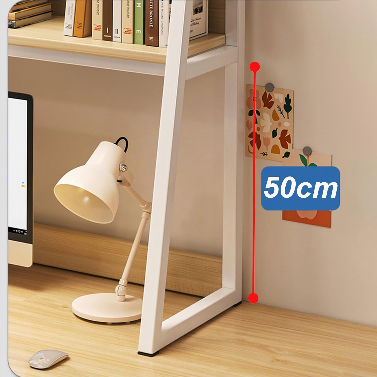 Estantería de Escritorio de Tres Capas, Estante de Almacenamiento de Escritorio de diseño Trapezoidal, estantería de Mesa de Metal Multifuncional, Dormitorio, habitación y Escritorio (95cm)