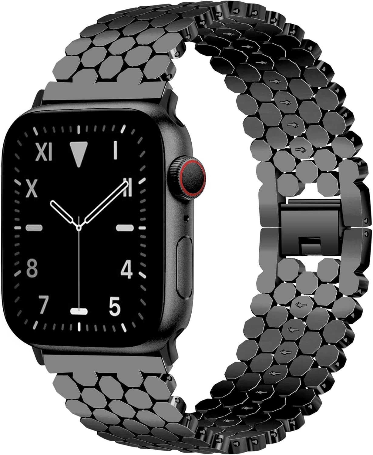 JR.DM Black Band Compatible with Apple Watch 38mm 40mm 41mm 42mm(S10/11) for Women Dressy Classy Metal Honeycomb Luxury Elegant Strap Replacement for iWatch Series 11/10/9/8/7/SE/6/5/4/3/2/1