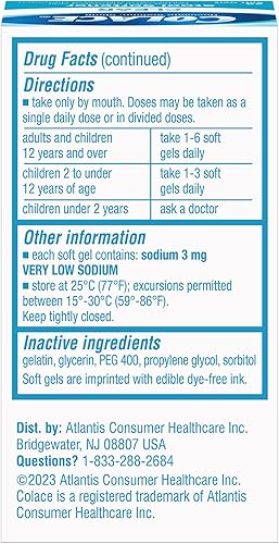 Miniatura 3 de Colace Suavizante transparente de heces de 50 mg de geles suaves 28 unidades de docusate de sodio para un alivio suave y fiable recomendado por
