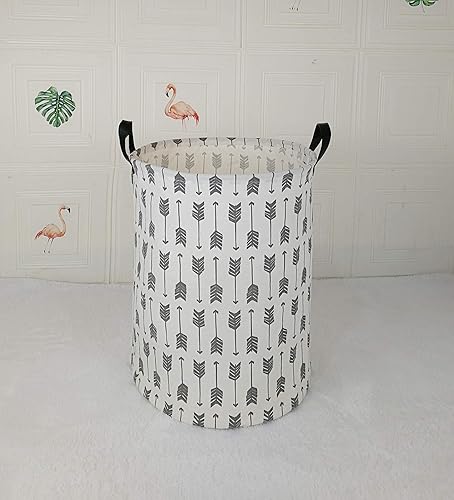 Miniatura 3 de Canasto grande de 19.7 pulgadas para ropa, resistente al agua, redondo, de lino y algodón, plegable, con asas, para la habitación de los niños y