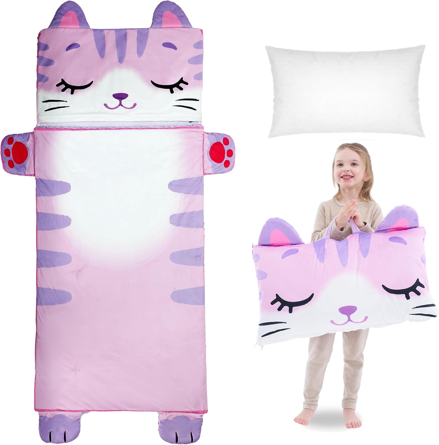 Wizland Sleeping Bag for Kids,Portable Daycare Nap Mat -61.8"×28.3" for 3 4 5 6 7 8