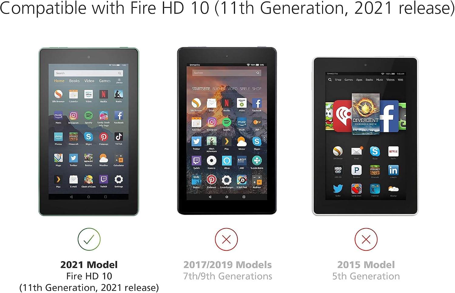 [2-Pack] PULEN for All-new Fire HD 10 2021/Fire HD 10 Kids/Fire HD 10 Kids Pro/Fire HD 10 Plus Screen Protector,HD No Bubble 9H Hardness Anti-Scratch Tempered Glass