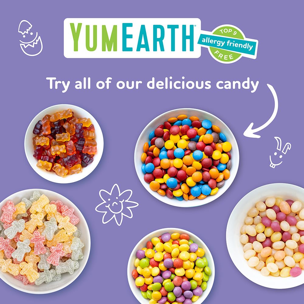 YumEarth Easter Egg Hunt Kit - 12 Eggs with Individually Wrapped Candy Snack Packs - Organic Gummy Fruits & Jelly Beans in Spring Flavors - Allergy Friendly, Gluten Free, Non-GMO, Vegan, No Artificial Dyes