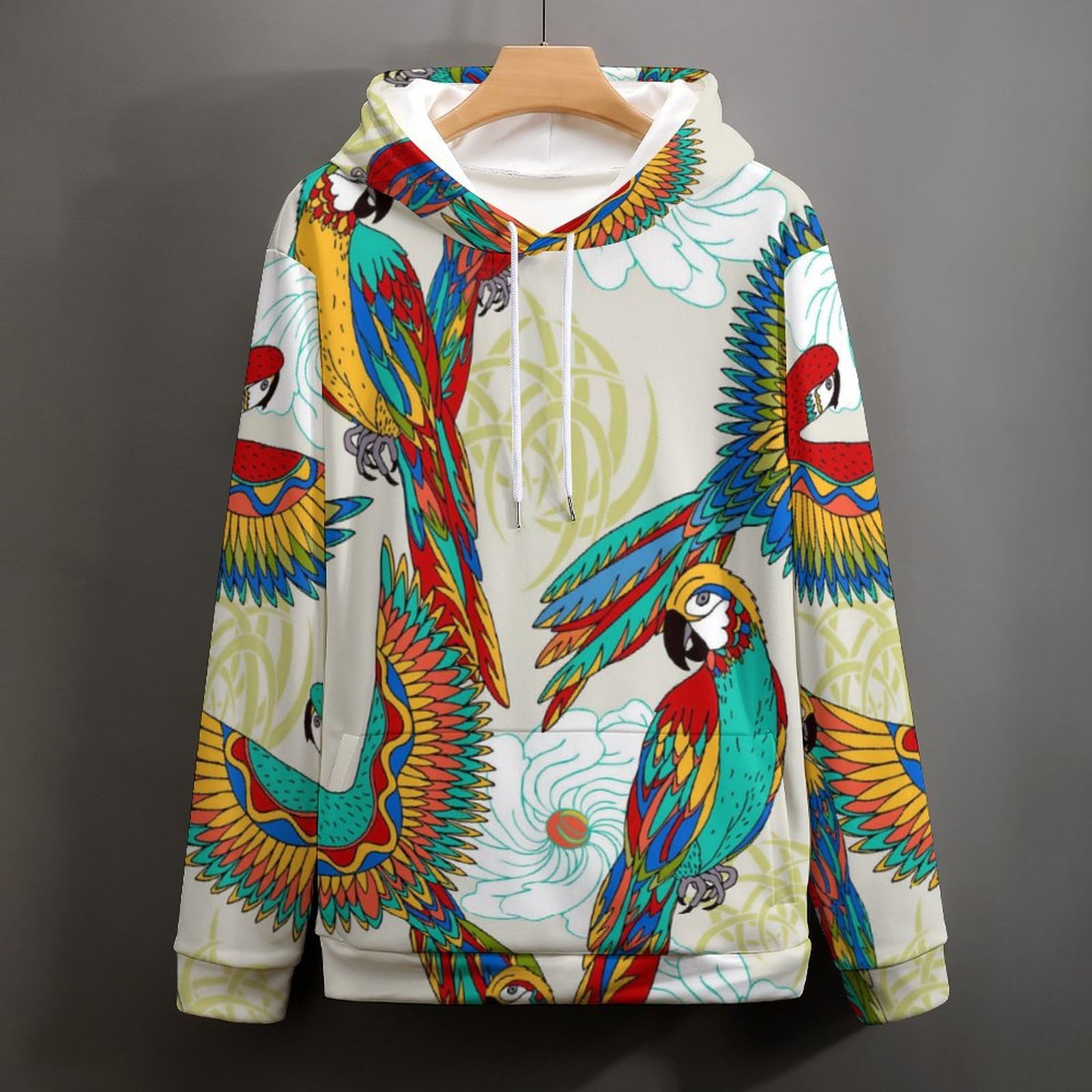 Amazon.co.jp: パーカー カラフル 民族調 オウム柄 長袖 メンズ