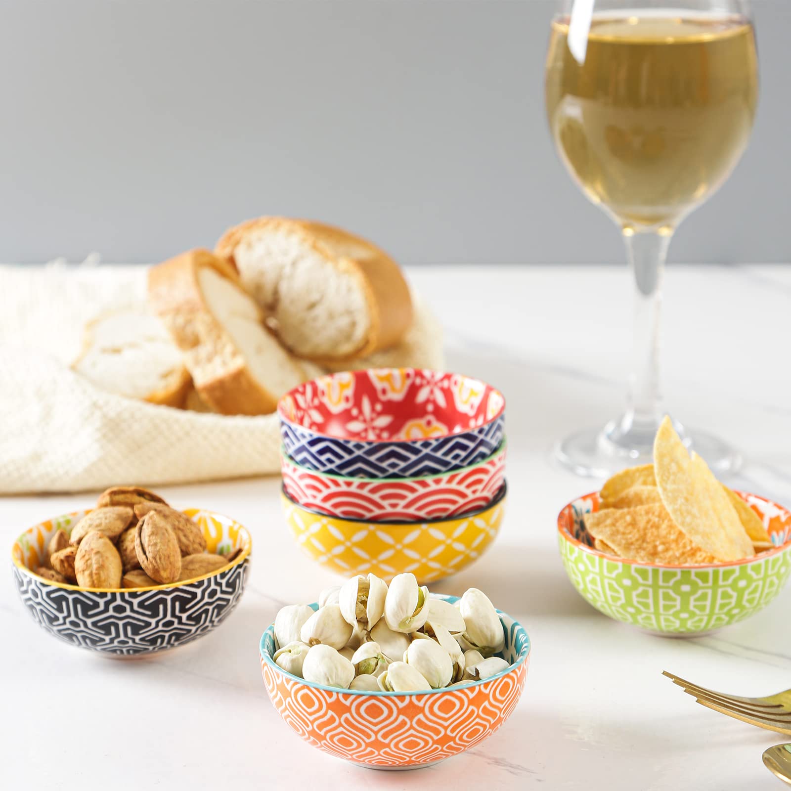 Metahom Juego de 6 cuencos de cerámica para salsa de soja, mini cuencos de 3 pulgadas para condimentos, sushi, aperitivos, guarnición, juego de 6