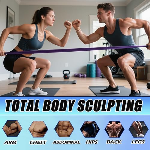 Miniatura 76 de LEEKEY Juego de bandas de resistencia para asistencia de dominadas y entrenamiento de cuerpo completo, bandas de ejercicio de varios niveles