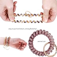 Vista 4 de BIHRTC 6 piezas Pulsera de espiral flexible con resorte, llavero en forma de espiral, pulsera elástica y estirable para muñeca, llavero