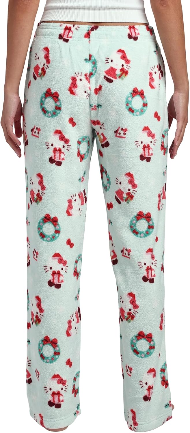 Hello Kitty Holiday All-Over Print Women's Wide Leg Sleep Pajama Pants - Image 2