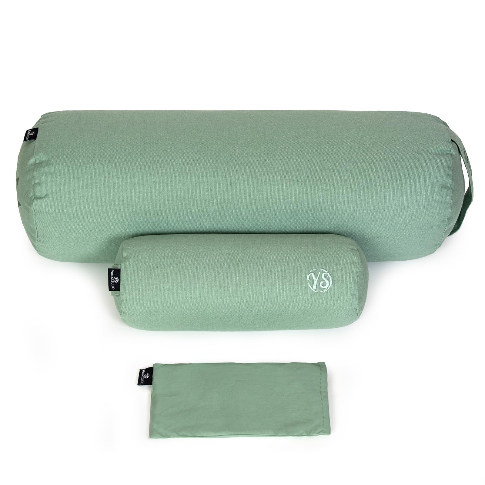 Yoga Studio Relax Organic Home - Set di maschera per dormire, cuscino per meditazione e cuscino per gli occhi, colore: verde salvia