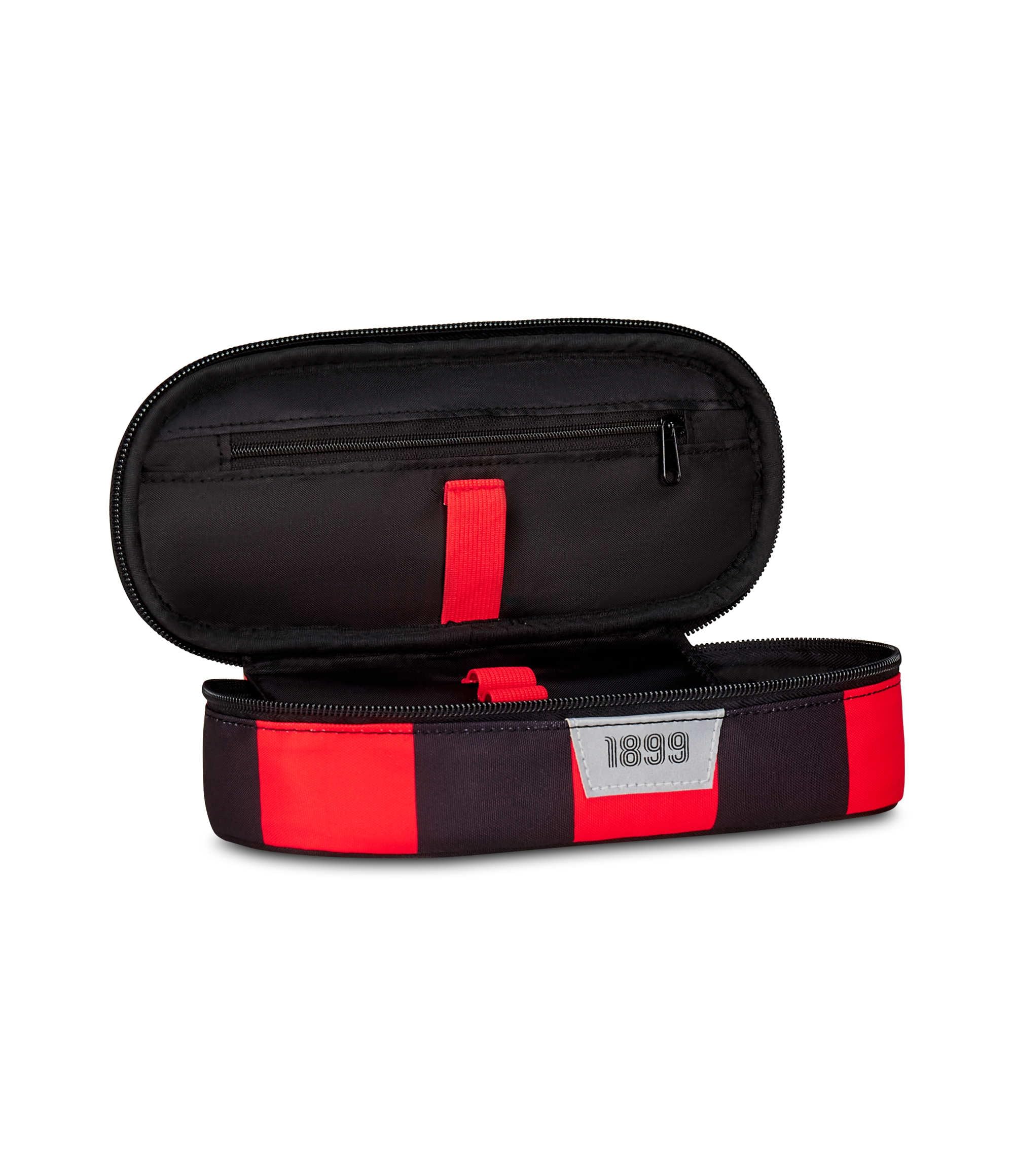 Seven Milan Round Plus Pencil Case, Black, Oval Pencil Case with Elastic Bands and Pocket for Pens, Pencils and Accessories, Middle and High School, Football Boy, Black, Modern - Image 2