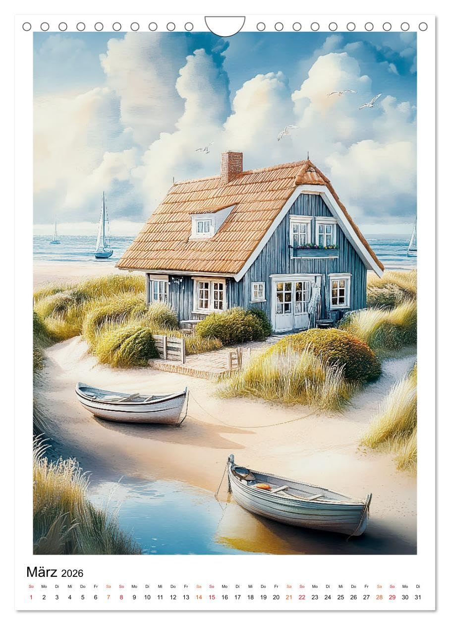 Dänemark - Wellen, Wind, Lebensgefühl (Wandkalender 2026 DIN A4 hoch), CALVENDO Monatskalender: Dänemarks Küsten - malerisch und hyggligt. (CALVENDO Natur)