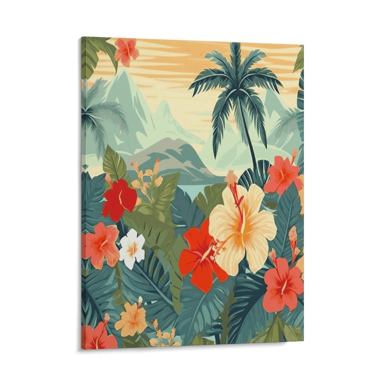 Adfgyerh Style Summer Hawaiian Wall Art Framed,Canvas Prints Ready To Hang Home Decor,Canvas Wall Art For Living Room Hallway Office Wall Decor 08X10inch(20X25cm)
