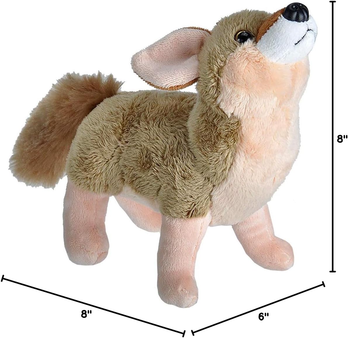 Wild Republic Wild Calls Coyote, Authentic Animal Sound, Stuffed Animal, Eight Inches, Gift for Kids, Plush Toy, Fill is Spun Recycled Water Bottles, 6" (23313)