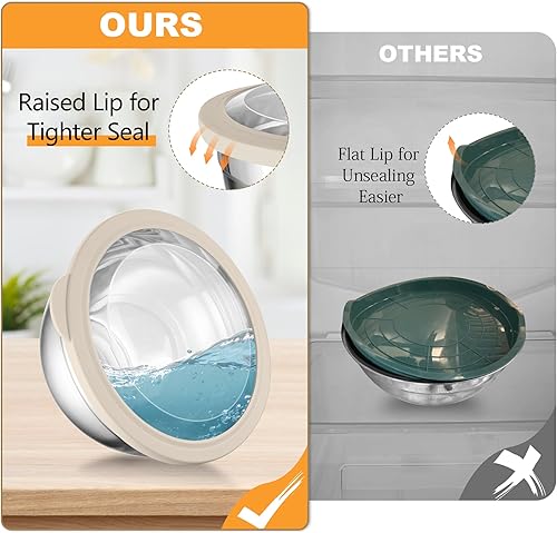 Miniatura 4 de Juego de cuencos para mezclar TeamFar con tapas, 4.531.5 QT, cuencos para ensalada anidados de acero inoxidable con tapas herméticas, para