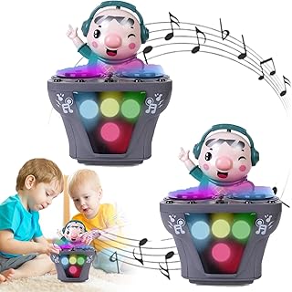 DJ Pig, Dj Swinging Piggy Toy,Dj Light Music Dancing Pig Toy, Dj Bouncing Beats Toys, Rock and Roll Pig Toy with Music and Led Lights for Kids Toddler Birthday Gifts (2Pack)