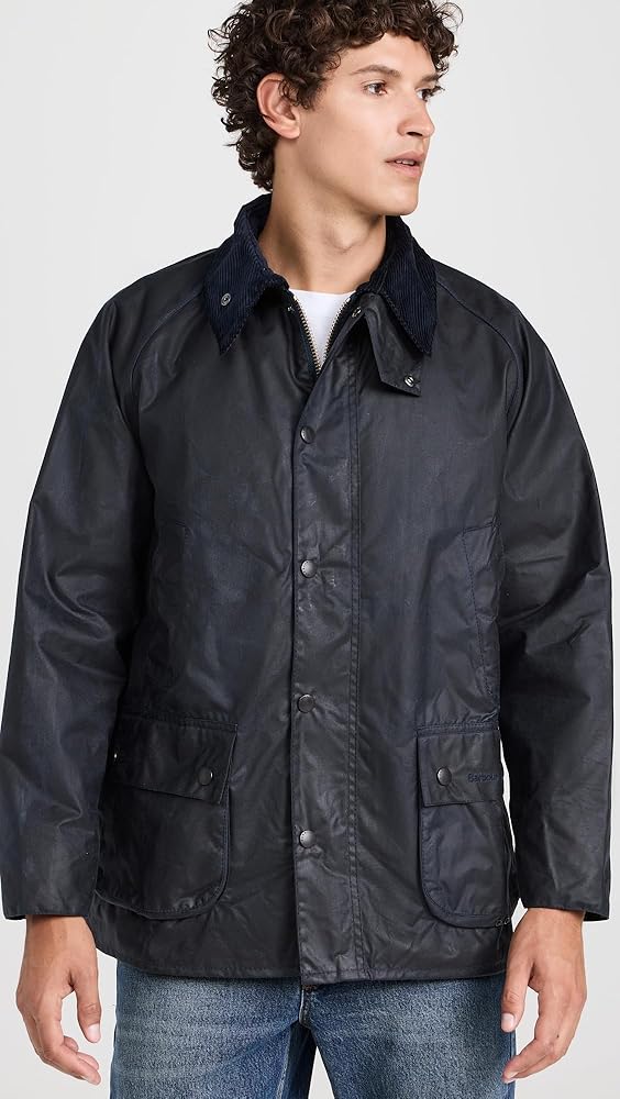 【美品】Barbour BEDALE SL ナイロン ブラック ブルー XS Barbour BEDALE SL Jacket Cotton Nylon men Size 34 Navy Body width