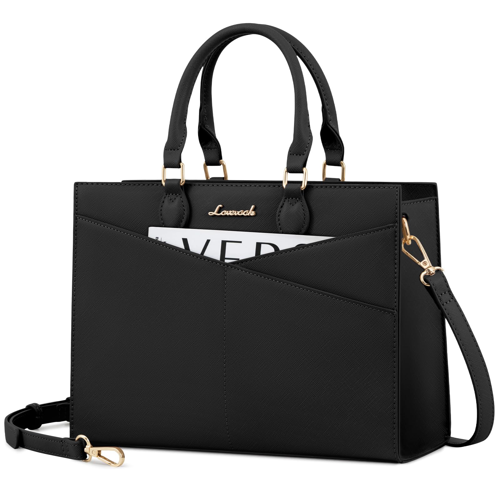 LOVEVOOK Purses for Women,Satchel Handbags Tote Bag, Black Pu Leather Shoulder Crossbody Top Handle Purse with Zipper