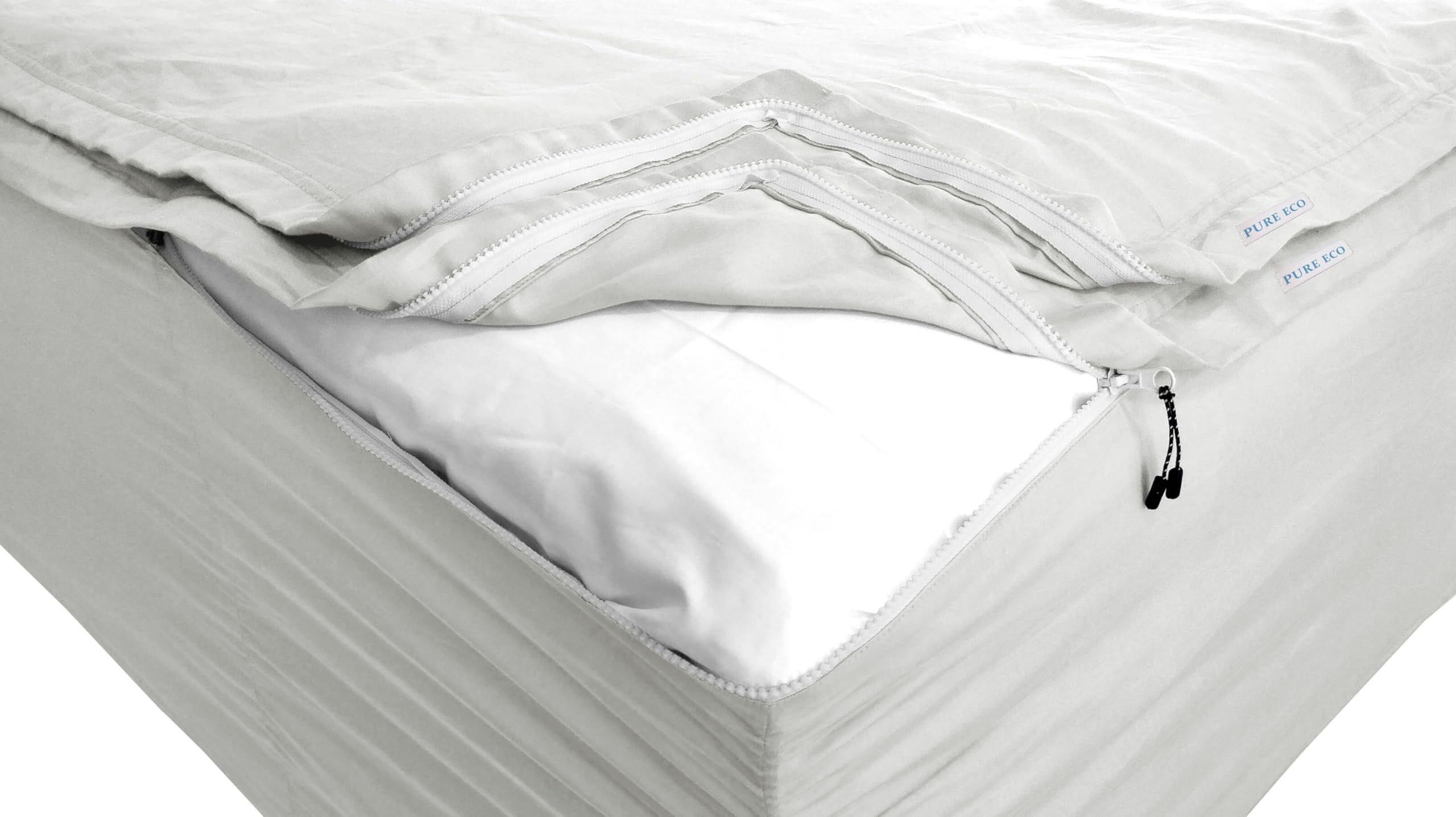 Fitted Sheet Zipper - Includes 2 Zip-On Sheets & 1 Fitted Sheet Base -16” Inch Deep Pockets (39X75) Twin Size Zipper Fitted Sheets - Soft Cotton 600 TC Fitted Sheet - White
