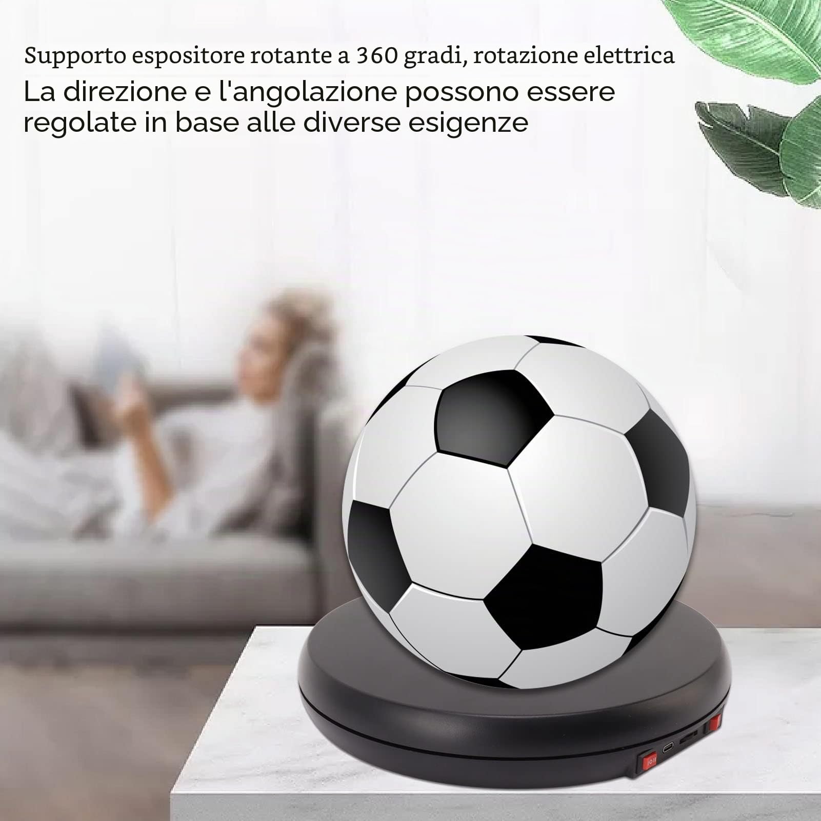 Tyenaza Espositore Rotante, Tavolo Espositivo Rotante Elettrico, Luce LED 25cm Silenzioso 20kg capacità di Carico Espositore Giradischi per Gioielli