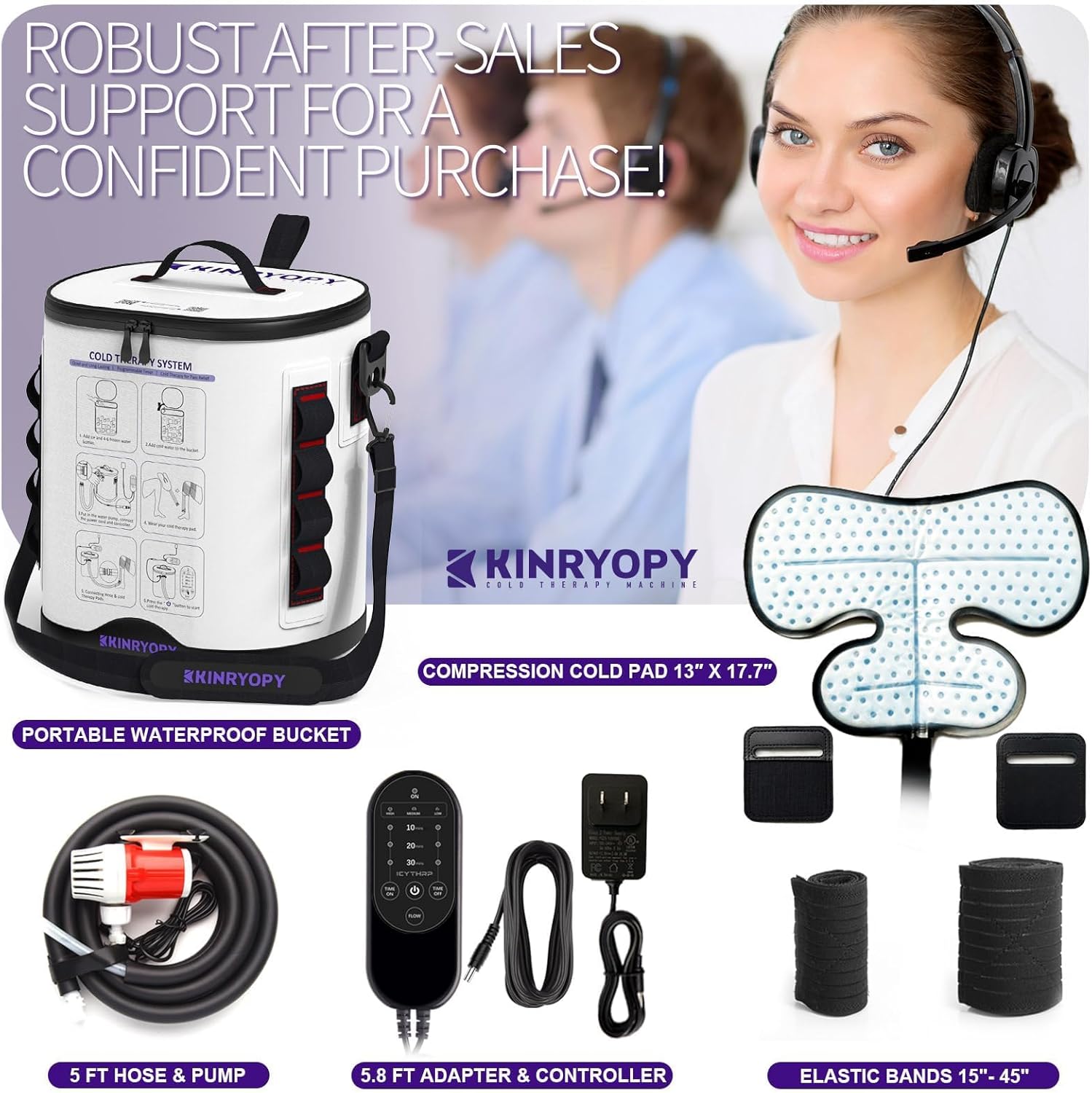 Cold Therapy Machine for Shoulder with Programmable Timer, Portable Ice Machine for Shoulder After Surgery, Lightweight Replacement Recovery System, Cryotherapy Pain Relief w/Compression Pad