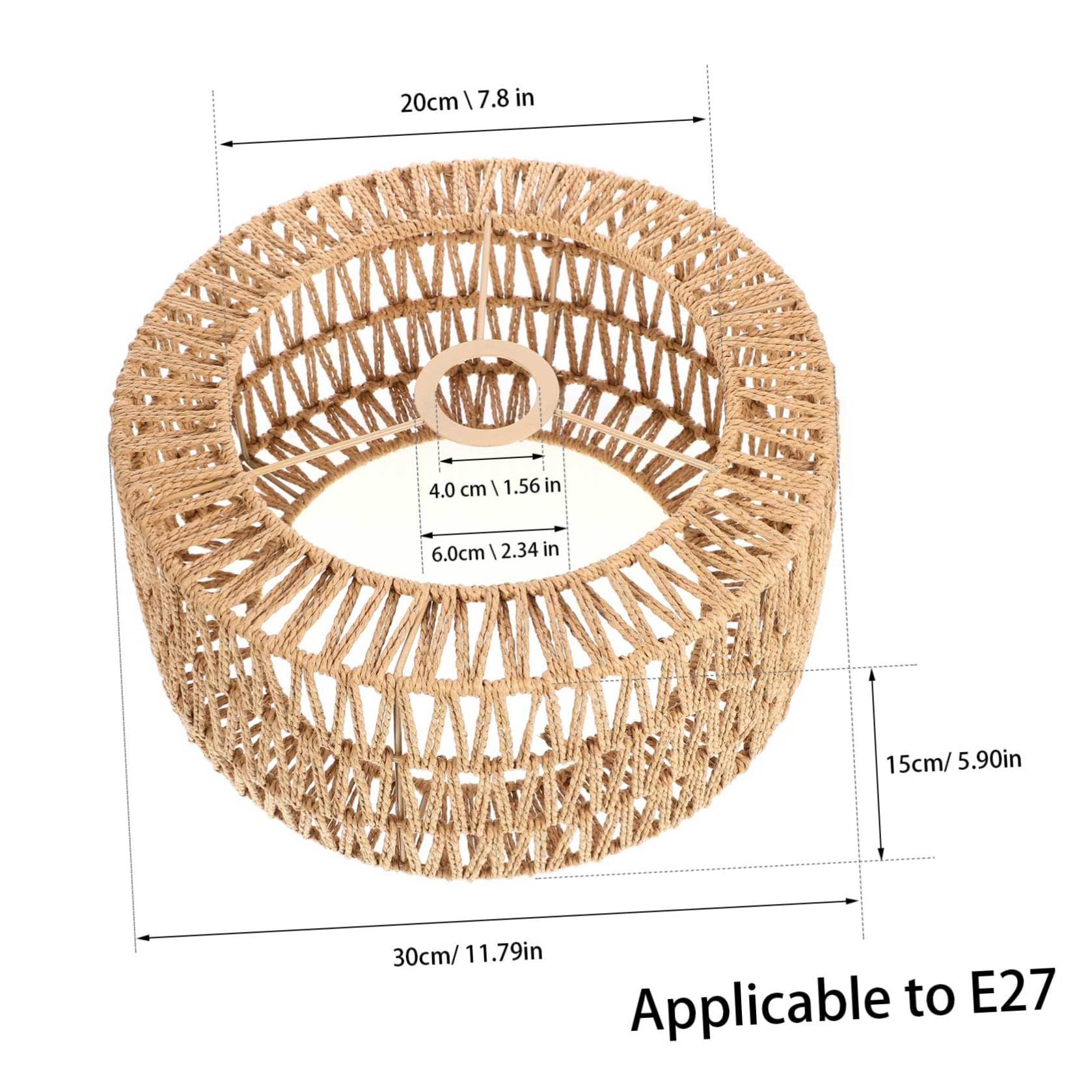Pantalla de lámpara tejida, pantalla de lámpara de papel, accesorio para lámpara E27, textura suave y superficie lisa, para bar y decoración interior