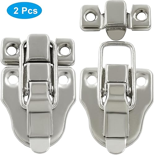 Miniatura 2 de 2 piezas de cerrojo de pico de patito de estilo retro antiguo para cajuela vintage para gabinete, caja de joyas, caja de herramientas, maleta con