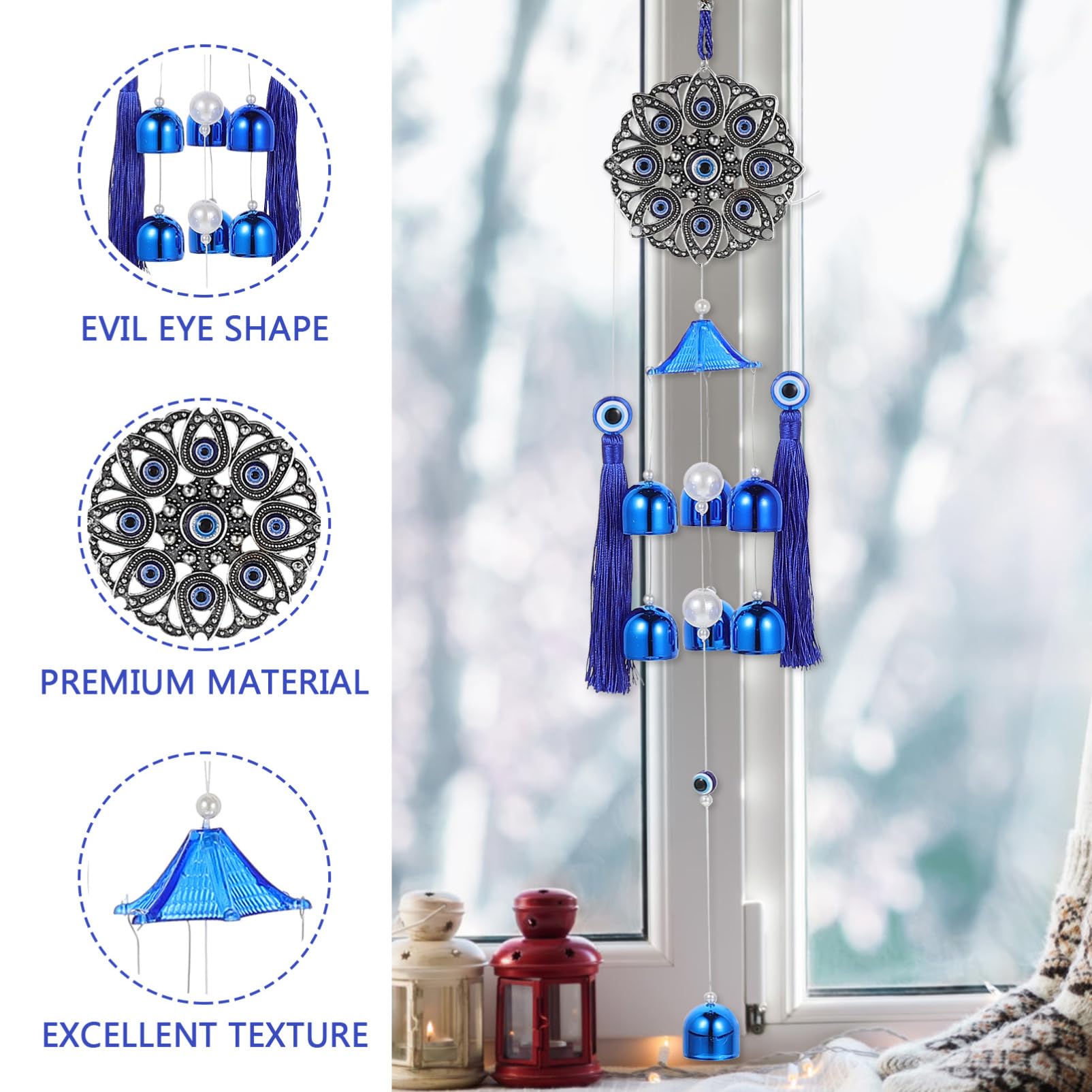 HANABASS 4stücke Balcony Wind Bell Mit Bösen Augen Windspiel Dekoration Für Garten Terrasse Hängender Aus Robustem Material Für Außenbereich Stilvolle Heimdekoration