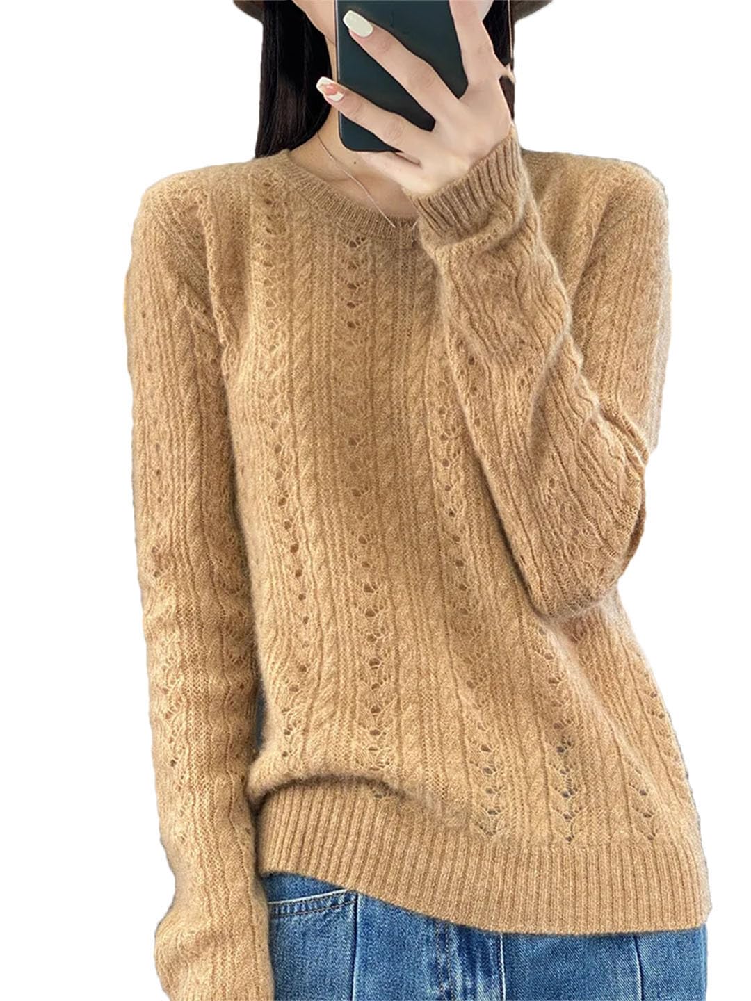 Vogrtcc Maglione Pullover in Lana Autunno Inverno da Donna