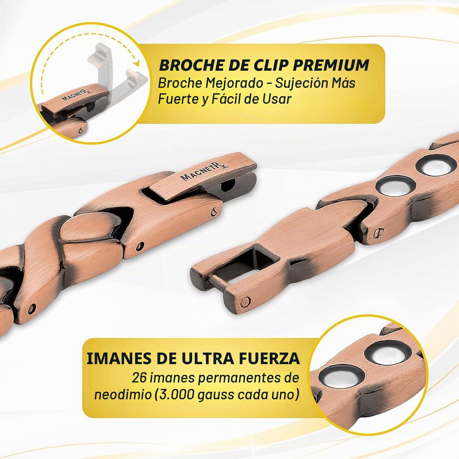 Pulsera de Cobre Puro Mujer MagnetRX – Pulsera Magnética Ajustable Terapéutica con Herramienta de Talla (Estilo XO)