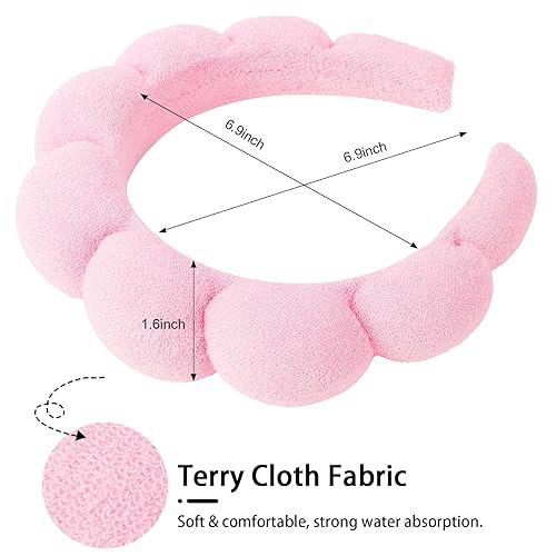 Miniatura 2 de WHAVEL Paquete de 3 diademas de spa para el cuidado de la piel, diadema de maquillaje, diadema de esponja de tela de rizo, diadema de lavado facial,