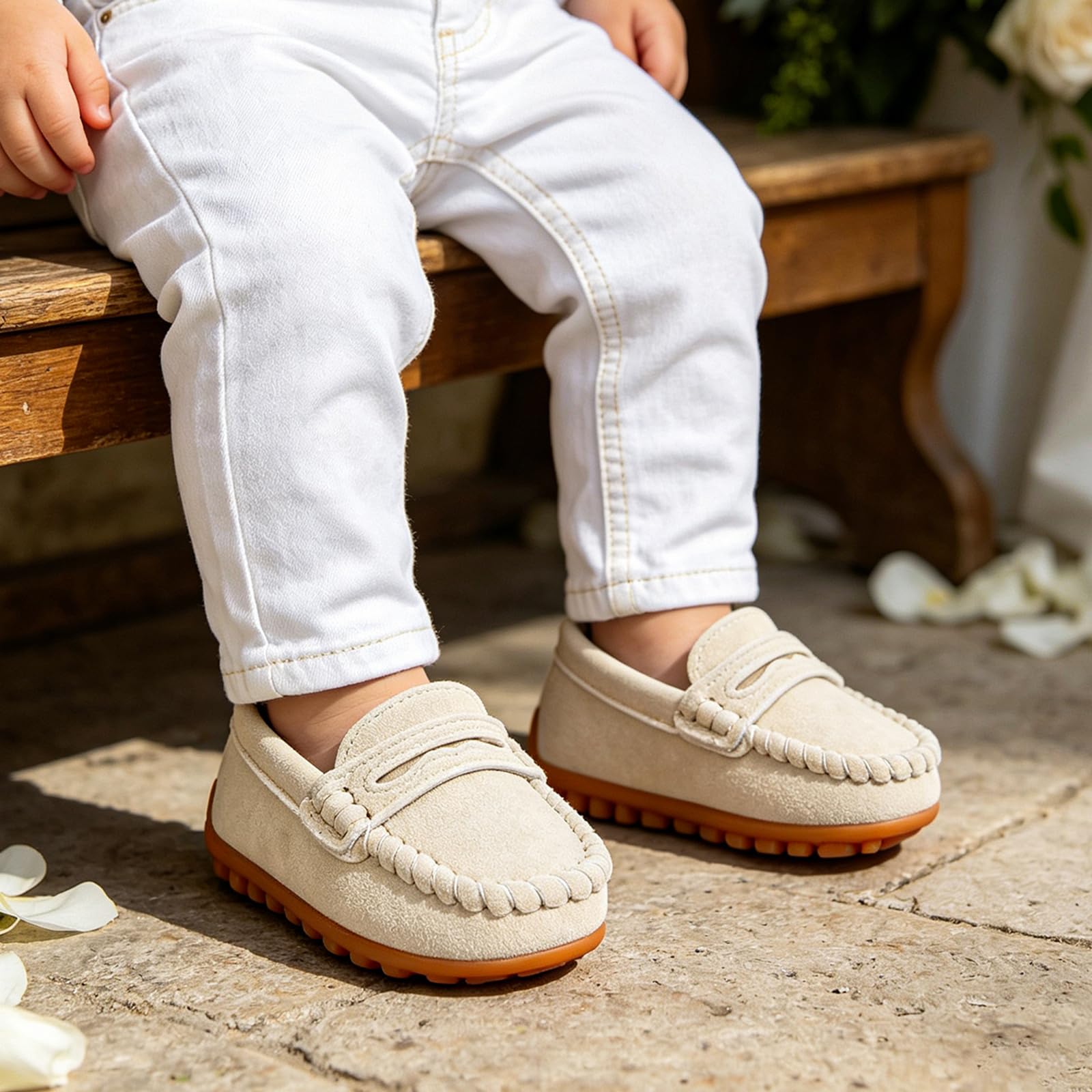 LACOFIA Mocasines para bebé, antideslizantes, para primeros pasos, pantuflas para niños pequeños