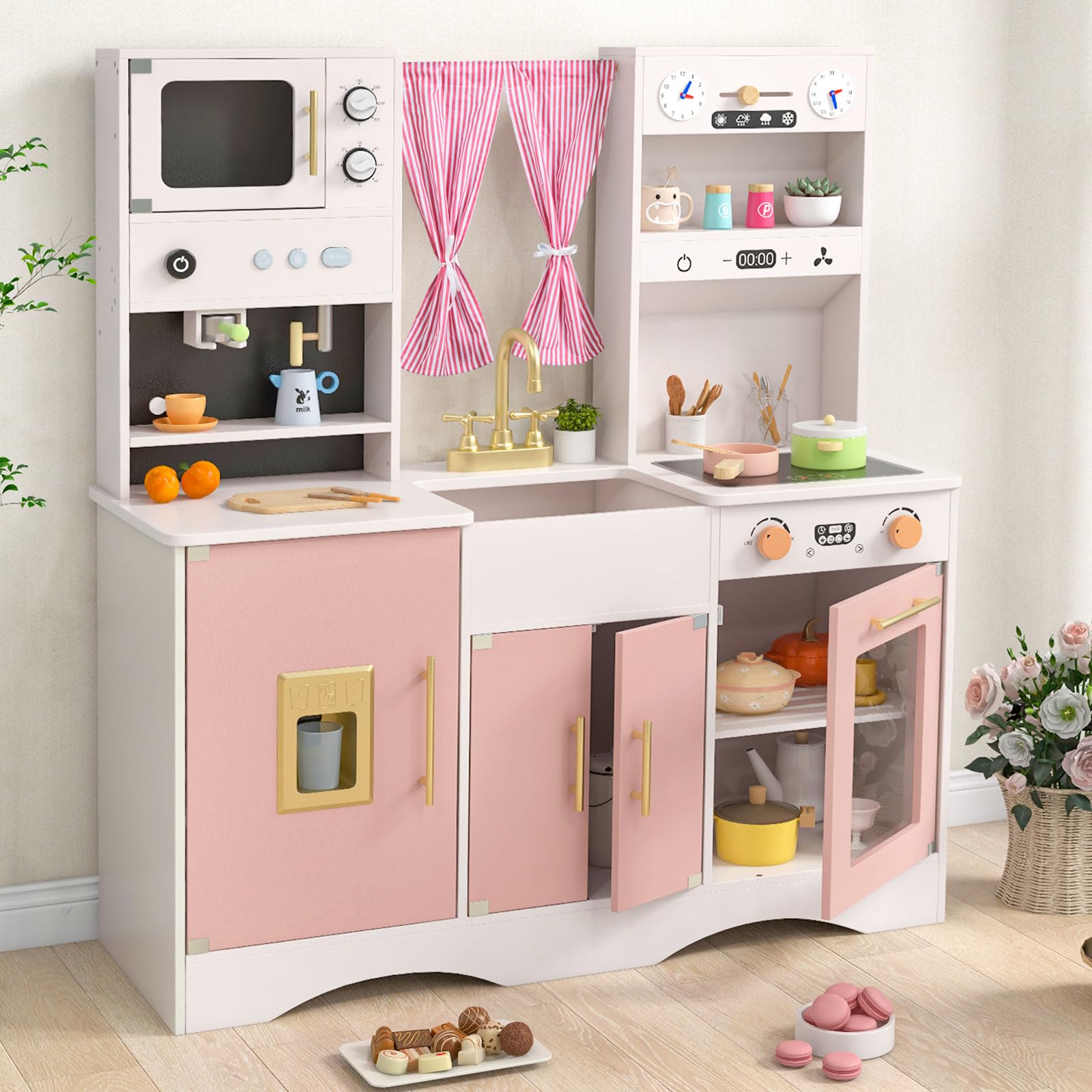 Amazon.com: INFANS Kids Kitchen Playset, Cooking Toy Kitchen Set