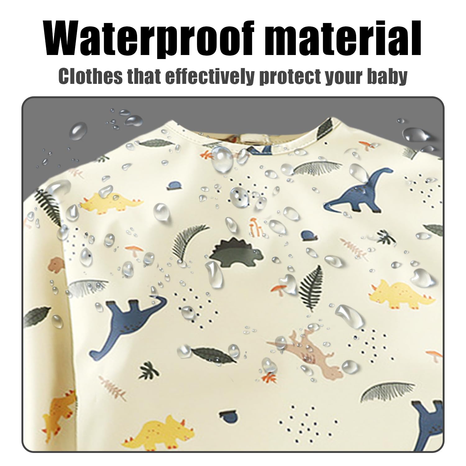 OAAO 1 Pcs Kids Feeding Bib, Long Sleeve Bib, Kids Weaning Bibs, Toddler Apron, Coverall Bib for 6-12 Months Kids (Cream Grey) - Image 4