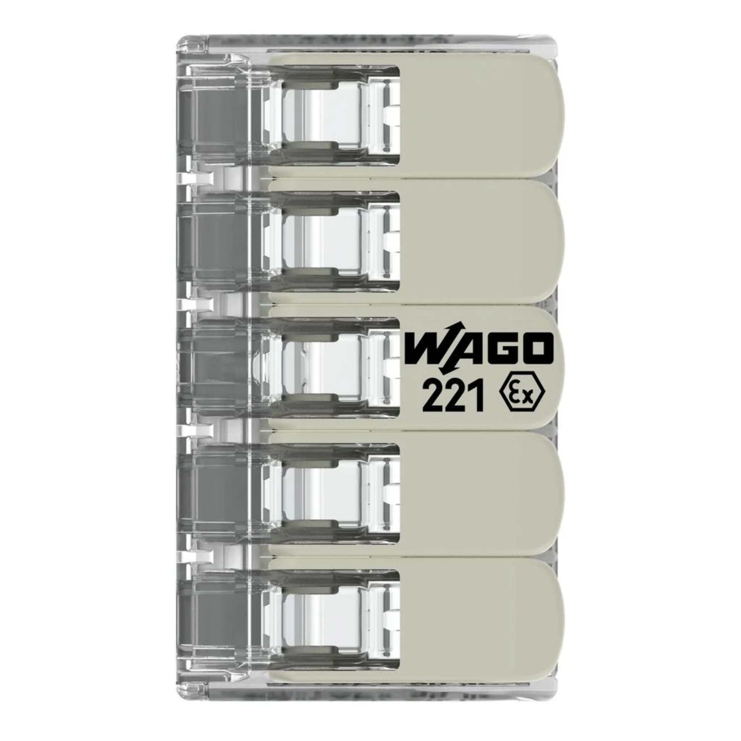 WAGO Zacisk, 5-przewodowy, 4 mm², Ex, zacisk łączący z dźwignią, 221-485 (5 sztuk)
