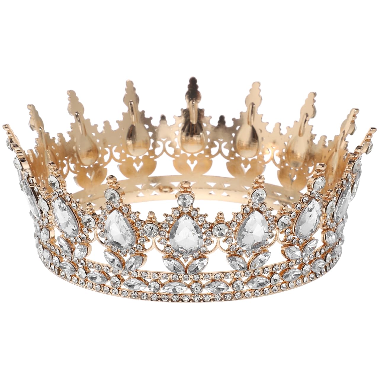 CALLARON Retro Krone Mit Strass Weißes Tiara Haaraccessoire Für Braut Hochzeit Verlobung Abschlussball Und Fotoshooting Leichtes Diadem Für Damen
