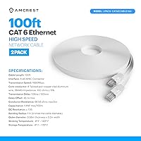 Vista 5 de Amcrest CAT6E - Cable Ethernet POE de video con clasificación 4K, cable de red de alta velocidad de Internet de 100 pies para cámaras IP