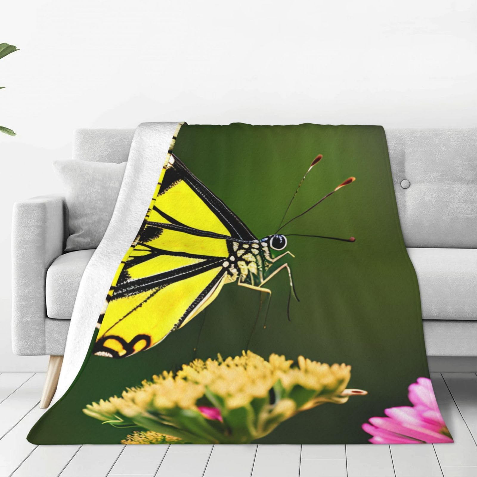 Couverture polaire papillon ultra douce et légère en peluche chaude