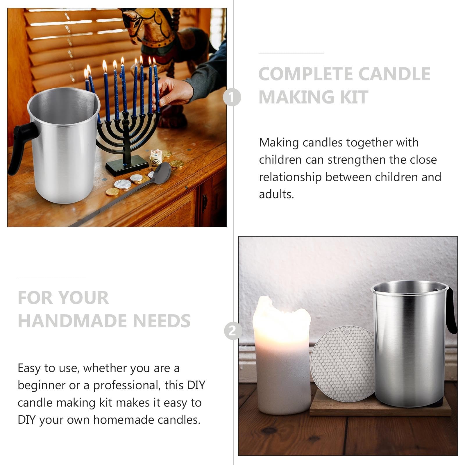 JECOMPRIS Set per Fabbricazione Candele Pentola per Sciogliere Cera da 3l, Accessori per Melt Cup, Kit Fai da Te per Ragazzo Ragazza e Principianti, per Attività Creative in Colore Casuale