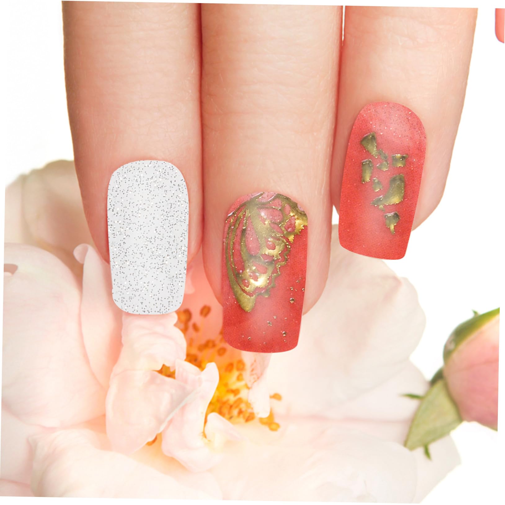 Healeved 5sets Adesivi Per Unghie Design Decorazioni Per Unghie Facili Applicare e Resistenti All Per Manicure Te
