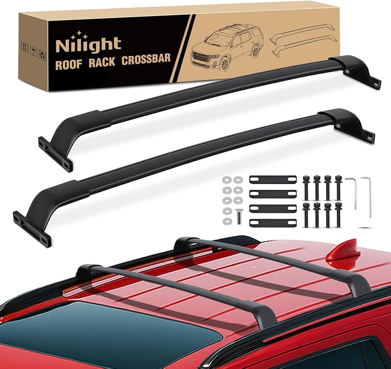 Barras transversales Nilight para GMC Acadia 2017-2023 con rieles laterales | Barras transversales ajustables de aluminio para auto, menos ruido del viento, para transporte de carga, caja de equipaje, Kayak, para Acadia 2017 18 19 20 21 22 2023