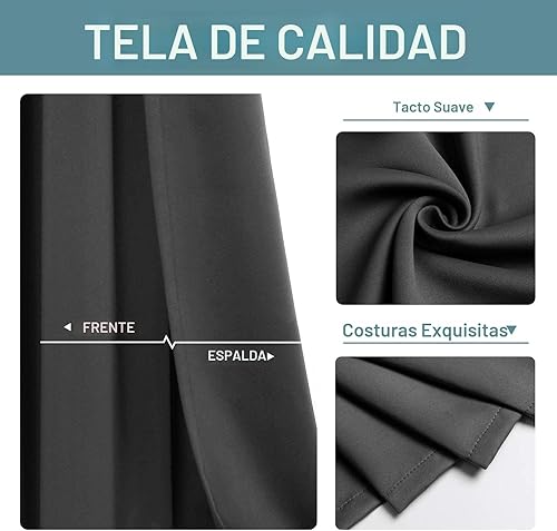 Miniatura 4 de ChrisDowa - Cortinas blackout con ojales para habitación y sala, juego de 2 paneles de cortinas con aislamiento térmico, gris oscuro, 42 x 63