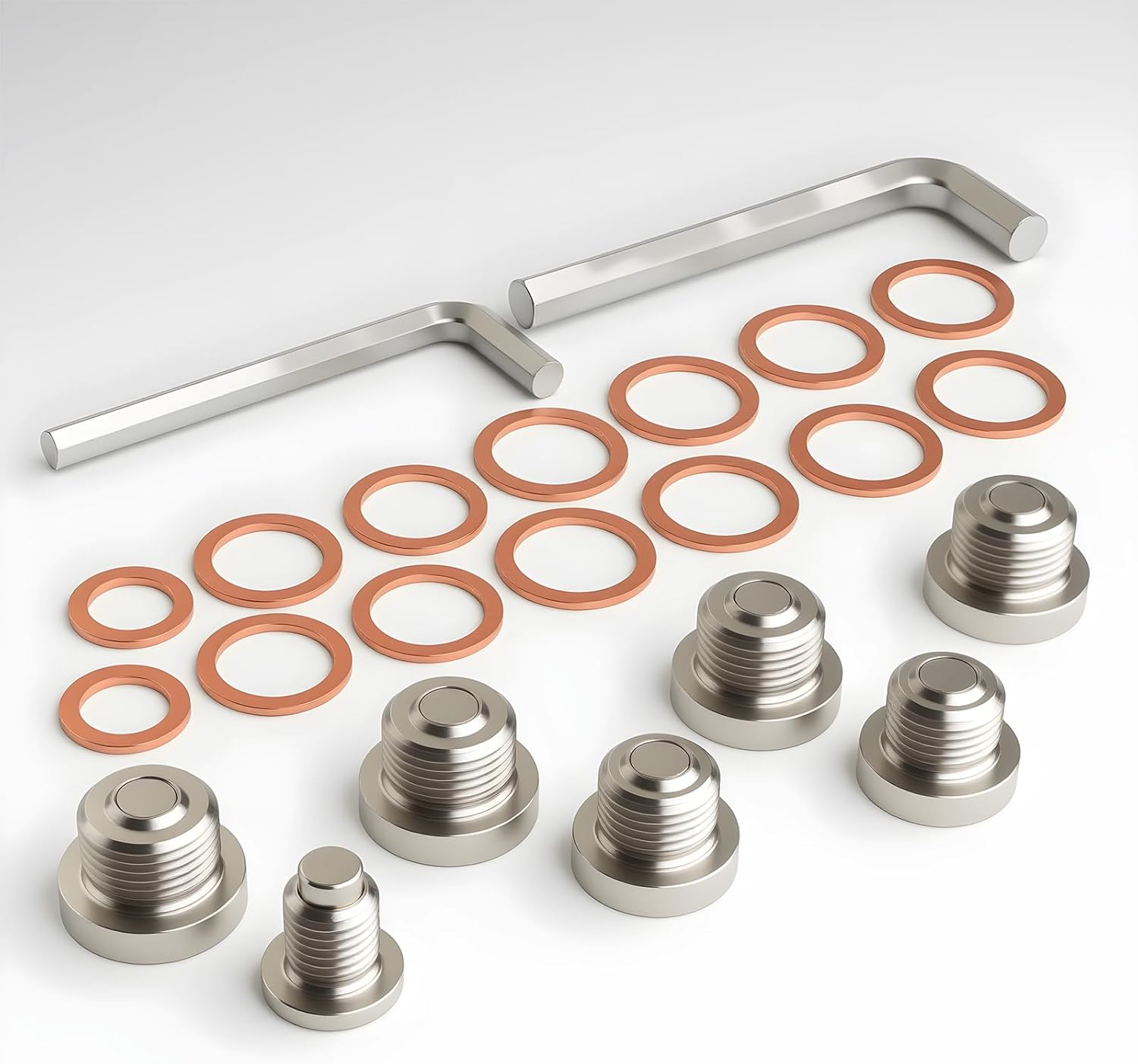 7PCS Stainless Steel Magnetic Engine/Transmission/Differential Oil Drain Fill Plug Kit Fit for Select Polaris Sportsman, RZR, Ranger, Scrambler, General Models Replace 7052306 2203738 3234756