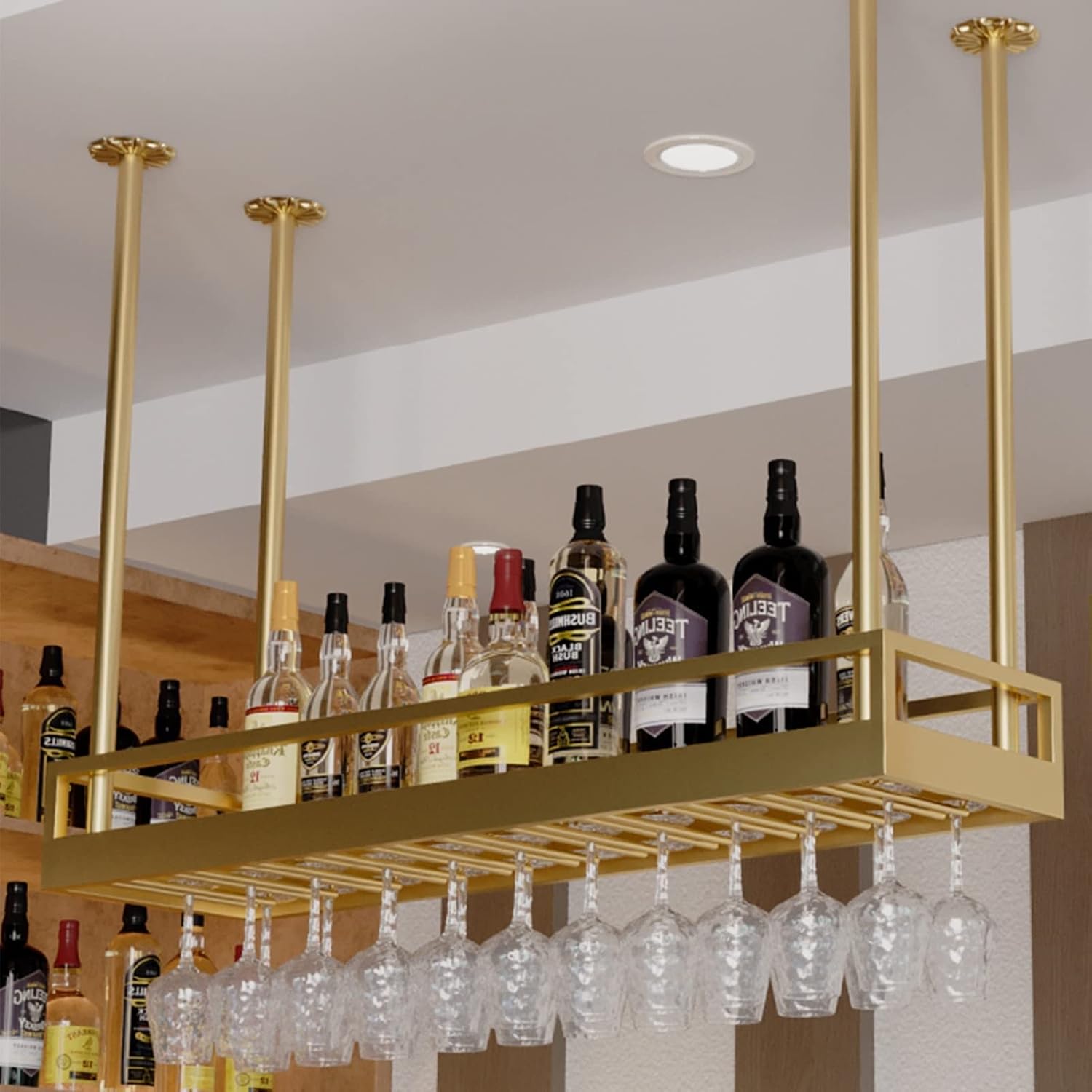 Ceiling Rackall Shelf Storage Rackall Mounted Glass Rack Home Bar Restaurant Kitchen Multifunctional Display Rack (Size : 80CM)