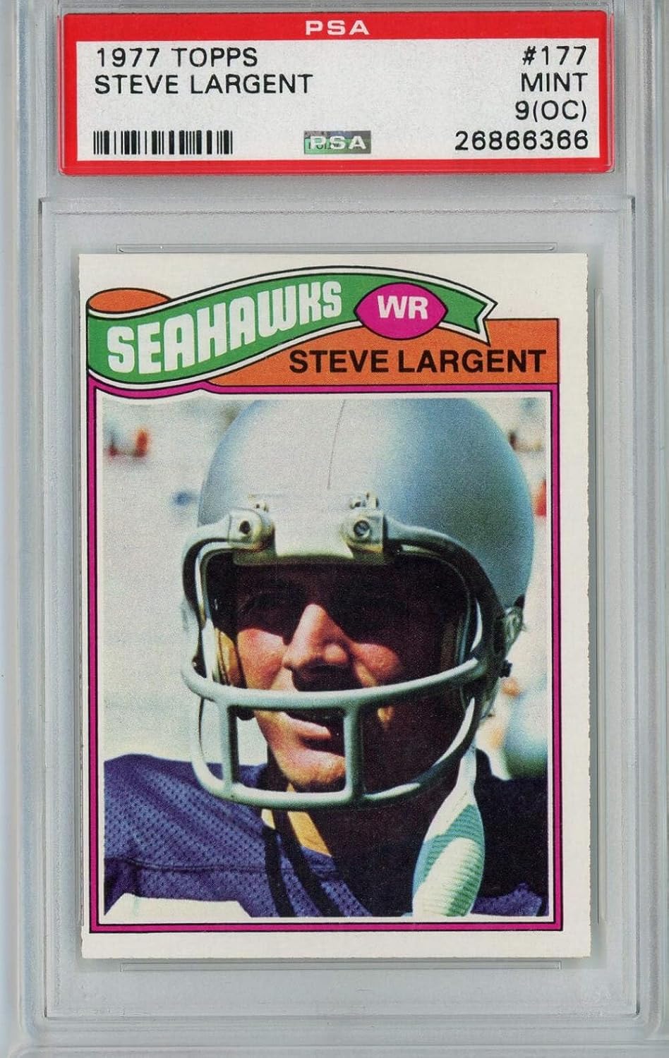 Graded 1977 Topps Steve Largent #177 Rookie RC Football Card PSA 9 OC Mint