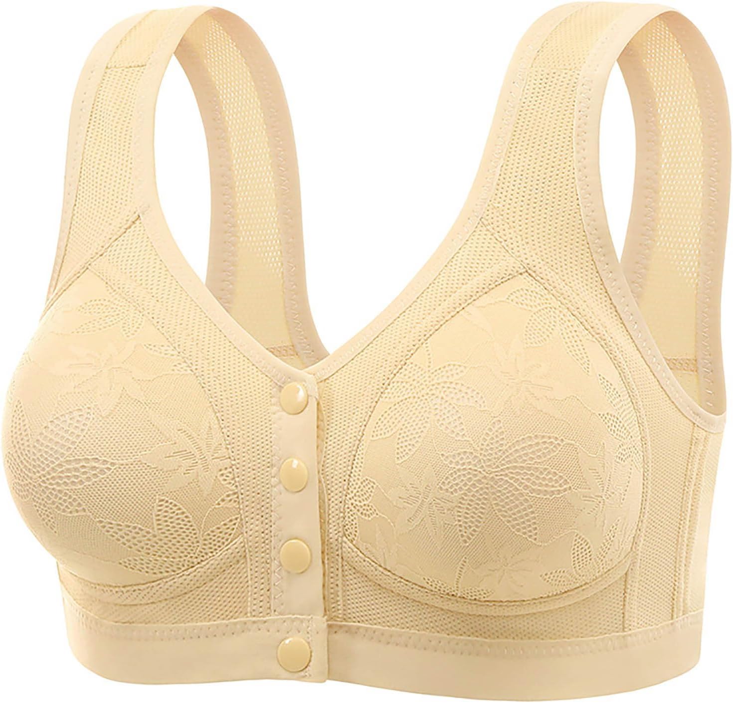 Daisy Bras for Older Women Senior Snaps Front Closure Wireless Push Up Bras Everyday Comfortable Sleep Bralettes